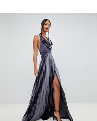 Asos Tall Asos Design Tall Pleated Velvet Cowl Neck Maxi Dress
