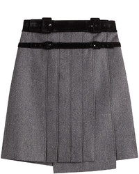Grey Pleated Wool Skirt