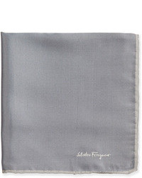 Salvatore Ferragamo Silk Twill Pocket Square Gray