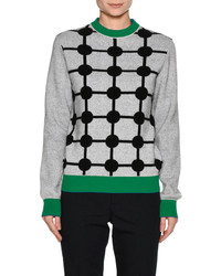 Marni Dot Print Wool Cashmere Sweater With Contrast Trim Gray