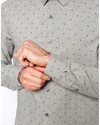 Asos Brand Smart Shirt In Long Sleeve With Marl Polka Dot