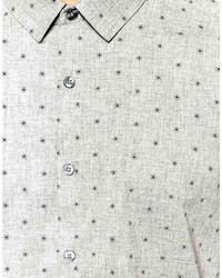 Asos Brand Smart Shirt In Long Sleeve With Marl Polka Dot