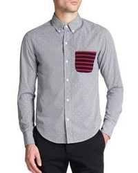Band Of Outsiders Striped Pocket Button Front Shirt