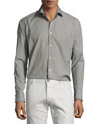 Neiman Marcus Classic Fit Regular Finish Dot Print Sport Shirt Gray