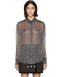 Anthony Vaccarello Black And Grey Flocked Spot Shirt