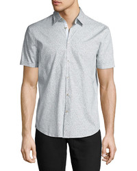 John Varvatos Star Usa Dot Print Slim Fit Short Sleeve Sport Shirt Gray