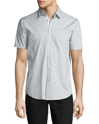 John Varvatos Star Usa Dot Print Slim Fit Short Sleeve Sport Shirt Gray