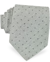 Forzieri Gray Dots Print Woven Silk Tie