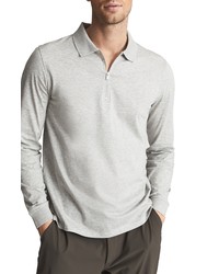 Reiss Ashdown Long Sleeve Polo Shirt In Soft Grey At Nordstrom