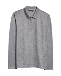 Canali Cotton Silk Long Sleeve Polo In Grey At Nordstrom