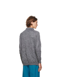 Balenciaga Grey Crinkled Wool Sweater