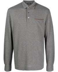 Zegna Long Sleeved Cotton Polo Shirt