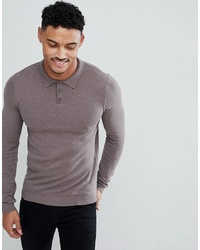 ASOS DESIGN Muscle Fit Knitted Polo In Light Khaki