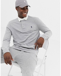 Polo Ralph Lauren Regular Fit Long Sleeve Rugby Polo In Grey Marl