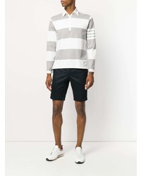Thom Browne Rugby Stripe Relaxed Fit Long Sleeve Polo