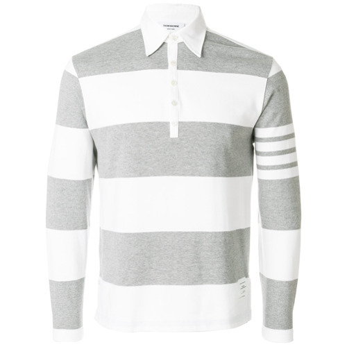 Thom Browne Rugby Stripe Polo cashmere sweater - Grey