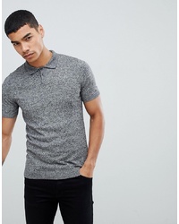 ASOS DESIGN Asos Knitted Muscle Fit Polo Shirt In Grey Twist