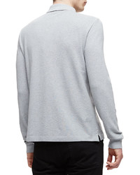Burberry Brit Long Sleeve Pique Polo Shirt Gray
