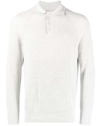 Brunello Cucinelli Button Up Ribbed Knit Polo Collar