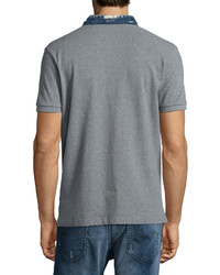 Diesel Denim Collar Short Sleeve Polo Shirt Felt Gray