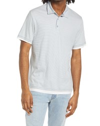 Vince Double Layer Stripe Polo Shirt In City Blueoff White At Nordstrom