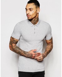 Asos Extreme Muscle Jersey Polo In Gray Marl