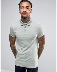 Asos Extreme Muscle Polo Shirt With Roll Sleeve In Green