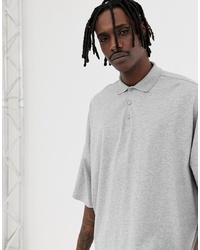 ASOS DESIGN Extreme Oversized Polo In Grey Marl