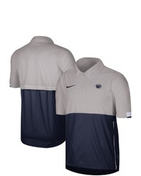 Nike Gray Penn State Nittany Lions Coaches Half Zip Short Sleeve Pullover Jacket
