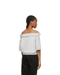 Alexander Wang Grey Wool Tulle Illusion Polo Sweater