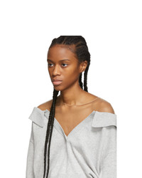 Alexander Wang Grey Wool Tulle Illusion Polo Sweater
