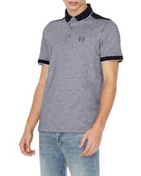Armani Exchange Heathered Pique Polo In Heathered Navy At Nordstrom