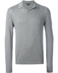 James Perse Knitted Long Sleeve Polo Shirt