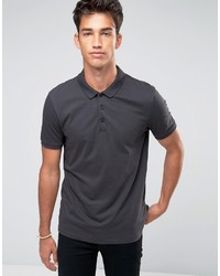 Asos Jersey Polo Shirt In Gray
