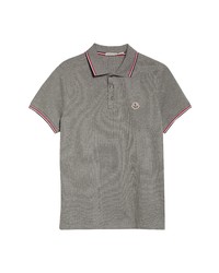 Moncler Logo Patch Tipped Cotton Pique Polo In 984 Charcoal At Nordstrom