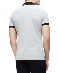 Burberry London Short Sleeve Contrast Collar Polo Shirt Gray