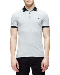 Burberry London Short Sleeve Contrast Collar Polo Shirt Gray