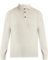 Brunello Cucinelli Long Sleeved Wool Blend Polo Shirt