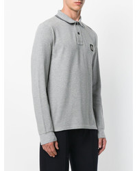 Stone island long hot sale sleeve polo grey