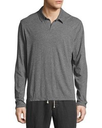 James Perse Melange Jersey Long Sleeve Polo Shirt