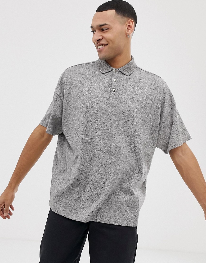ASOS DESIGN Oversized Polo Shirt In Interest Fabric, $8 | Asos | Lookastic