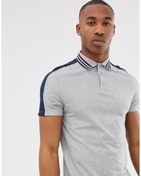 ASOS DESIGN Polo Shirt With Contrast S And Collar Taping In Grey