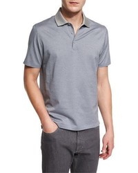 Ermenegildo Zegna Printed Short Sleeve Polo Shirt Gray