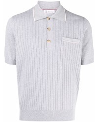 Brunello Cucinelli Ribbed Panel Polo Shirt