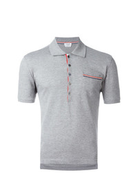 Thom Browne Short Sleeve Polo Shirt In Light Grey Pique