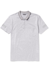 Lanvin Slim Fit Metallic Trimmed Cotton Piqu Polo Shirt