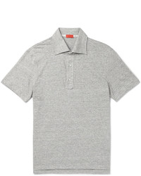 Isaia Slim Fit Space Dyed Knitted Linen And Cotton Blend Polo Shirt