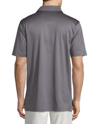 Peter Millar Solid Lisle Knit Cotton Polo Shirt Gray