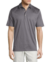 Peter Millar Solid Lisle Knit Cotton Polo Shirt Gray