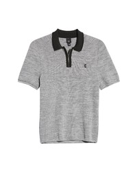 River Island Space Dye Short Sleeve Zip Polo In Grey Marl At Nordstrom